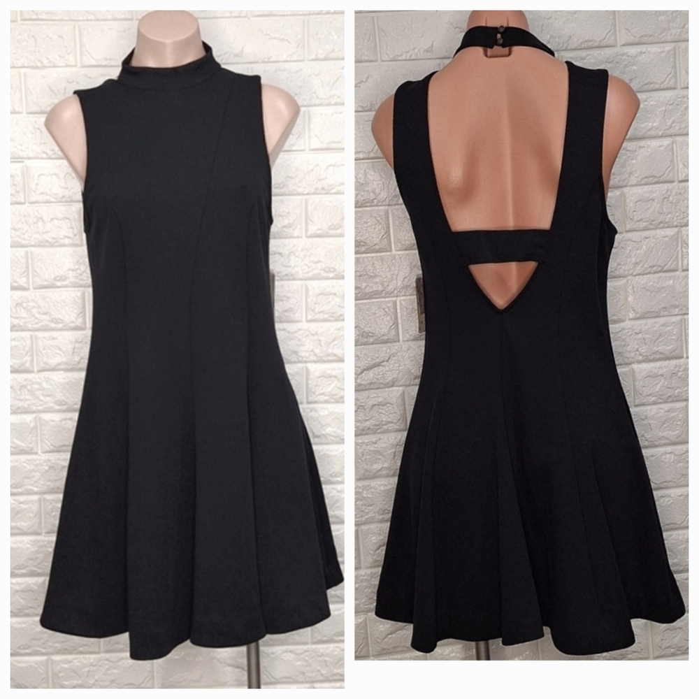 FREE PEOPLE Black Layla Fit and Flare Halter Dress NWT